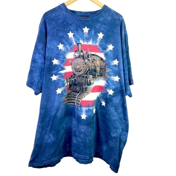 The Mountain Men’s Silverton, CO Blue Tie Dye Train T-shirt - Picture 1 of 3